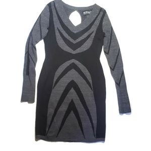 VTG BUFFALO David Bitton silver zebra midi bodycon sweater dress